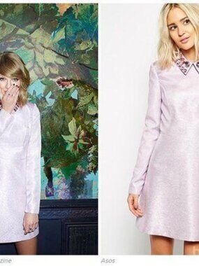 ASOS Black Metallic Pink Jewel Collar Dress Size US 10 Taylor Swift Style